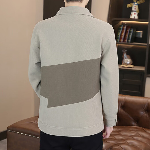 New spring and autumn lapel tops, fashionable casual stitching, handsome middle-aged jackets CSqy workwear lapel jackets jd black 2XL recommended 135-150Jin Jin equals 0.5 kg