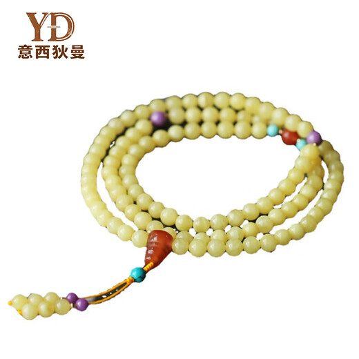 Italian white flower beeswax 108-piece bracelet for women, multi-circle beads bracelet, simple and light luxury gift, 5.5mm, 108 pieces (one item, one certificate)