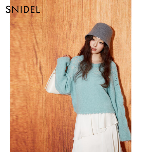 SNIDEL2025 new autumn and winter sweet round neck hollow crochet bow knitted sweater top SWNT254308 Pink One Size (F)