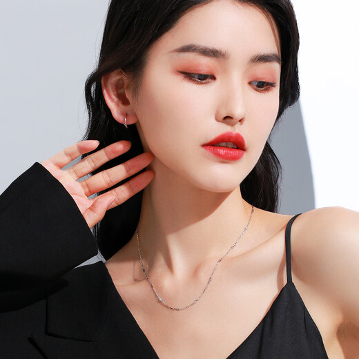 Wanfulong genuine new platinum pt950 necklace simple and versatile clavicle chain platinum shining plain chain for gift platinum pt950 46cm 6.89g