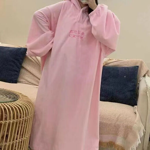 CEENIU Shuiyao daily rest pajamas and home clothes new autumn and winter oversized loose Japanese style plus velvet thickened hooded embroidery for men and women gray XL