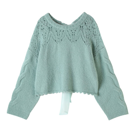 SNIDEL2025 new autumn and winter sweet round neck hollow crochet bow knitted sweater top SWNT254308 Pink One Size (F)