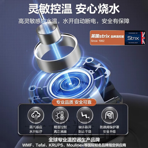 Supor electric kettle 2L kettle 2025 new household boiling kettle 304 stainless steel 20J03A black 1.7L