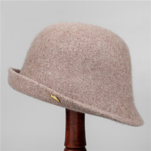 Woodpecker (TUCANO) woolen hat for women in autumn and winter, mother's versatile solid color curled edge small fisherman hat, fashionable and warm woolen hat, mocha color M (56-58cm)