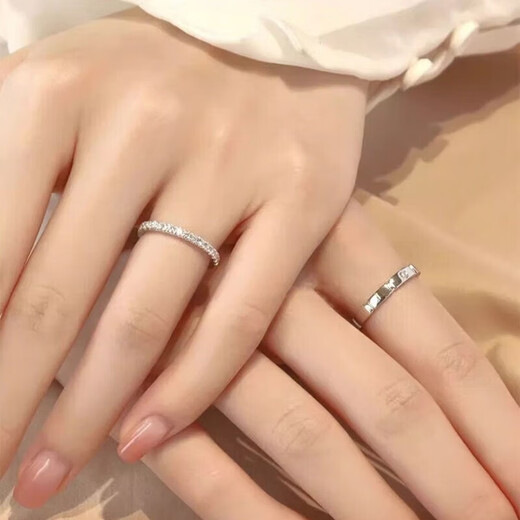 Branded platinum ring, sugar cube couple rings, matching rings for wedding, engagement and proposal, anniversary gift, exquisite box, light luxury style, sugar cube starry sky, couple rings, default gift box if no comment is made.