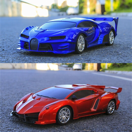 Shantou Lincun Remote Control Car Wireless Rechargeable High Speed Remote Control Car Sports Car Drift Racing Electric Children's Toy Car Blue Sports Car Lamborghini Upgraded Rechargeable Model Exquisite Color Box 4 Sets of Lithium Batteries Lasting 120 Minutes