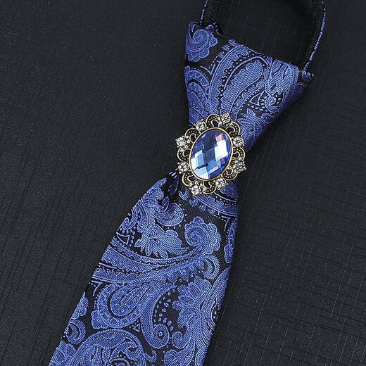 Huansen Clip de col en strass pour hommes haut de gamme, costume rétro, cerceau de cravate décontracté, chemise d'affaires, boucle de cravate ovale en or champagne, cerceau de cravate avec pierres précieuses + noix de cajou rouges et bleues faites à la main