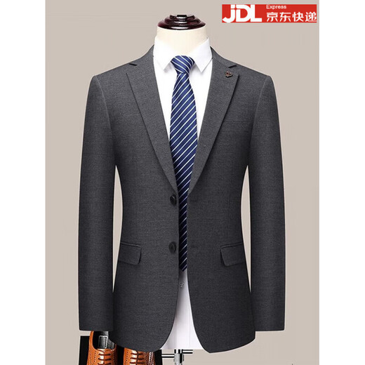 BOSS men's wool suit suit 2025 new spring and autumn gray double slit men's wedding suit jacket two-piece set - gray XL 180 suitable for 140-155 Jin Jin equals 0.5 kg