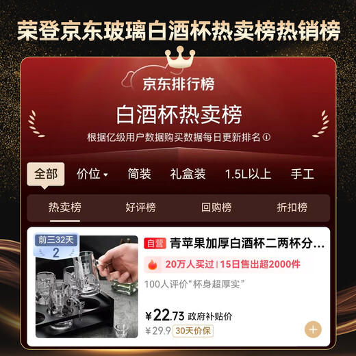 Green apple white wine glass wine dispenser set, thickened glass one-cup tasting shot glass, two-two-cup wine divider