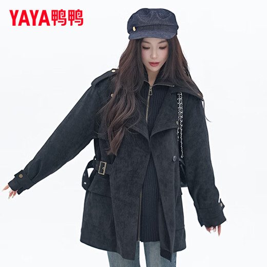 Duck Down Jacket Women's Mid-Length 2025 Winter New Style Stitching Thickened Stand-up Collar Windbreaker Silhouette Waist Warm Jacket SY Khaki S