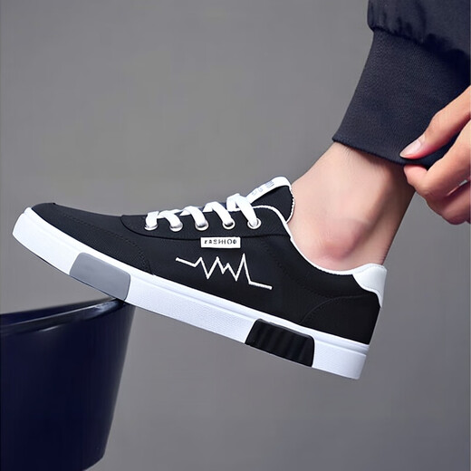 SNGUNY high-end light luxury brand casual shoes men's new old Beijing cloth shoes men's spring and autumn breathable sneakers men's shoes men's canvas shoes 6636 black gold 43 265