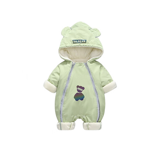 G.DUCKKIDS little yellow duck children's clothing baby cotton clothes for going out winter newborn one-piece clothespin cotton thickened hundred-day male baby clothes green shoe covers (not shipped when purchased separately) 66cm 66 size 0-3 months (recommended for babies around 4-6 kg) cm