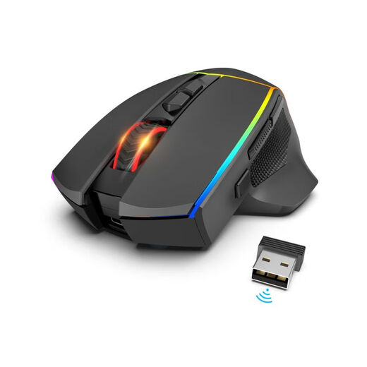 Red Dragon (REDRAGON) souris de jeu sans fil rechargeable programmable rétroéclairage RVB trois modes 2,4 G/USB-C/Bluetooth souris de jeu ergonomique 8 000 DPI veille automatique 250 heures d'autonomie pour ordinateur portable, PC et Mac