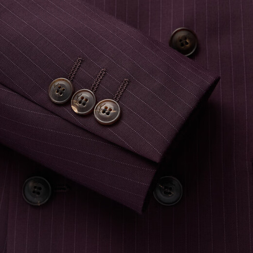 Qipai men's double-breasted suit men's spring and summer new business striped suit vest three-piece set including wool 0920 127C7092B-Crimson Purple 46 (170/92B)
