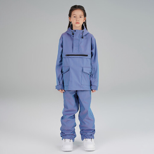 Xueyipai children's ski wear double-board snowboard pants for boys and girls windproof and waterproof mid-to-large roland purple-B one size fits all 110