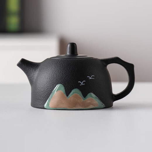 Yuanshan Ceramic Lift Teapot Home Black Pottery Kung Fu Tea Set Office Teapot Large Capacity Single Pot Tea Maker Lubao Hand-painted Yuanshan-Black Lift Teapot 250ml