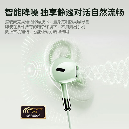 Sawang German digital headphones wired in-ear typec high-quality HIFI noise reduction K-singing mobile phone tablet round hole mobile phone headphones upgraded version Type-C flat mouth wire control with microphone 14mm dynamic coil green