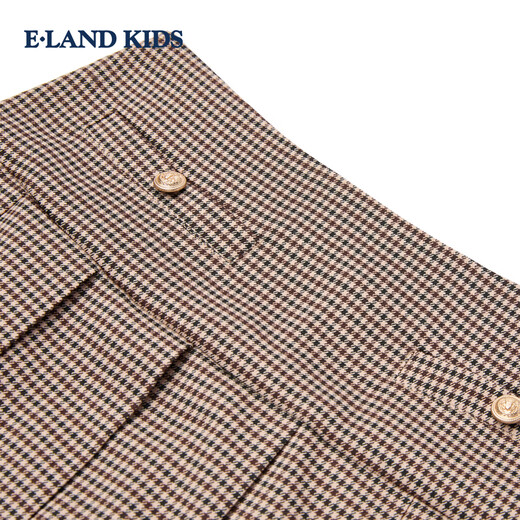 E LAND KIDS ropa para niños falda para niñas 25 otoño e invierno nueva falda plisada con patrón de estilo universitario británico Beige beige / 35 130