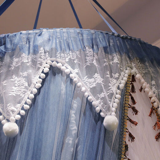 Yusenyi Customized 2022 New Installation-free Dome Ceiling Mosquito Net Home Princess Style Bedroom Hanging Floor-standing Tent Hair Ball-Rouge-Send Spare Suction Cup Without Light Double-layer Yarn 1 Point 2m 4 Feet Bed