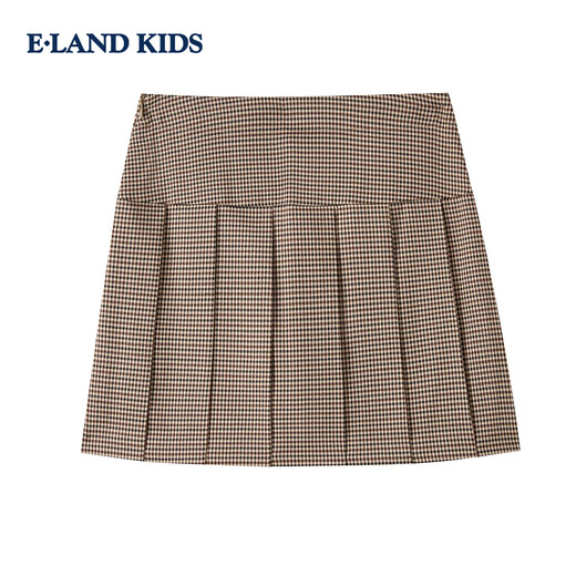 E LAND KIDS ropa para niños falda para niñas 25 otoño e invierno nueva falda plisada con patrón de estilo universitario británico Beige beige / 35 130