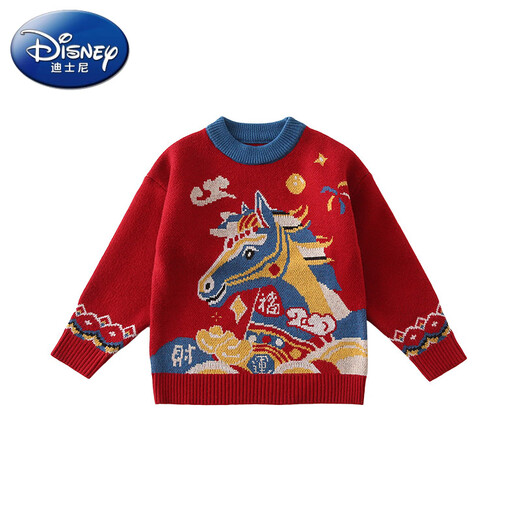 Disney (Disney) Year of the Horse parent-child outfits for a family of three or four, winter red sweater sweaters for boys and girls, New Year's greetings clothes, mother-daughter and mother-child coats, Yunshang Horse Sweater 80 cm