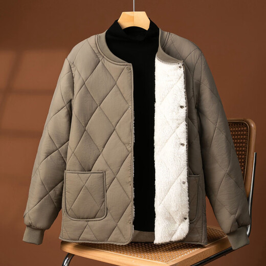 Men's lining cotton-padded jacket winter plus velvet thickened short style inner-wearing office worker base warm school uniform artifact cotton jacket navy blue zipper XL 120-140Jin Jin is equal to 0.5 kg