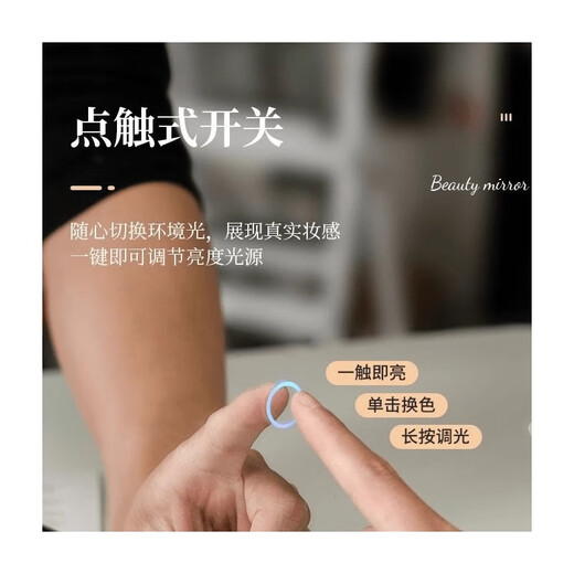 German quality makeup mirror bedroom large makeup mirror with light desktop desktop large fill light rechargeable dressing table mirror dormitory internet celebrity bedroom style 30/cm elegant black cylinder rechargeable and plug-in dual-use 360 rotating three-color lamp