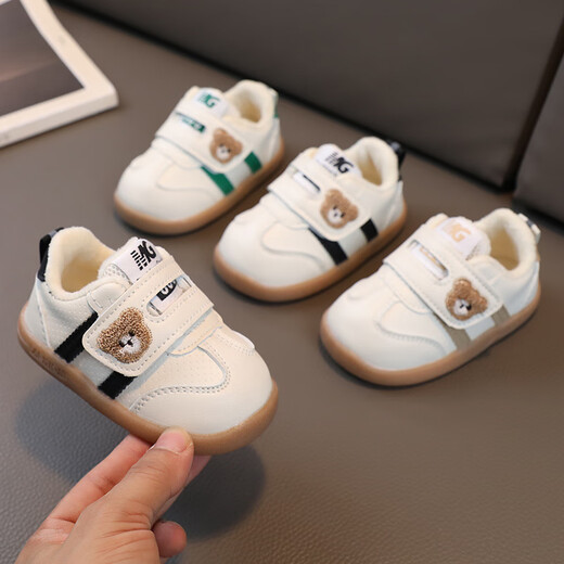 YEEHOO FASHION Ying's winter baby toddler shoes 03 years old plus velvet warm shoes children's soft sole A03 green second cotton 13 inner length cm 19 size
