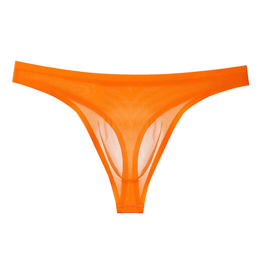 Paloma hot ice silk men's thong thin translucent sexy silky bottoming underwear orange PT shop owner struggling M