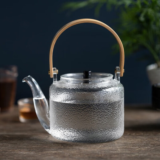 Yaji glass teapot heat-resistant teapot kettle handle teapot kung fu tea set 1100ml hammer pattern