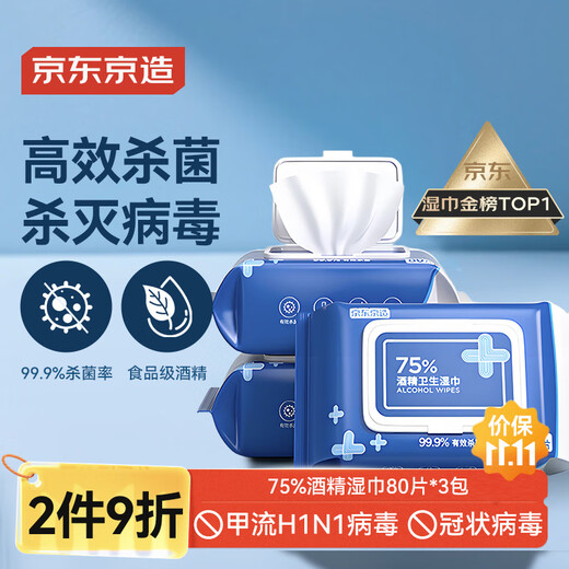 Made in Tokyo, 75% alcohol wet wipes 80 pieces * 3 packs, sterilization rate 99.9%, wet wipes, sanitary disinfection wipes