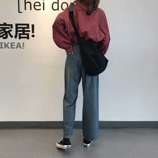 
Manna Xuan's new summer high-waist straight nine-point jeans for women's bf Korean version large size loose retro versatile dad wide-leg pants blue 9901 single size collection and purchase priority delivery