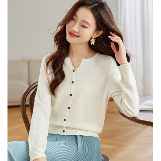 Shexi (Srcr) 100% cashmere short pullover cashmere sweater for women autumn and winter fake button outer knitted base sweater