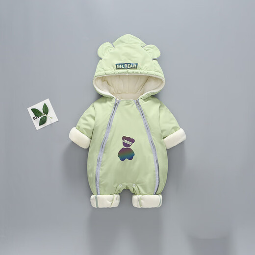 G.DUCKKIDS little yellow duck children's clothing baby cotton clothes for going out winter newborn one-piece clothespin cotton thickened hundred-day male baby clothes green shoe covers (not shipped when purchased separately) 66cm 66 size 0-3 months (recommended for babies around 4-6 kg) cm