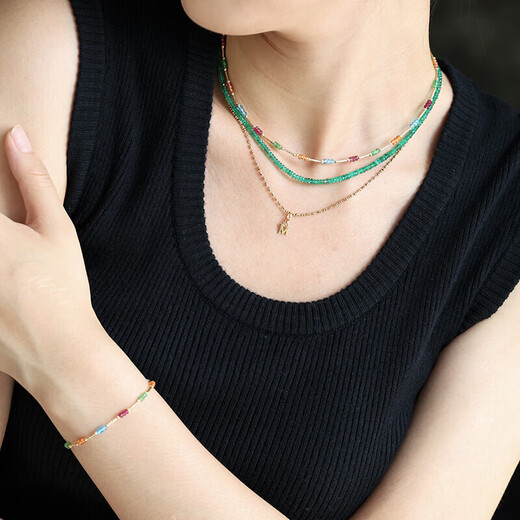 Book pocket full of stars, tourmaline, garnet, topaz, multi-treasure necklace, 18K gold clavicle chain for girlfriend, gift for wife, multi-treasure necklace 45cm