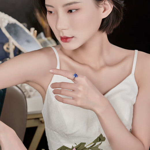 Maiyong Commuting Versatile Natural 5A Tanzanite Ring Precision-cut Fire-Inlaid Diamond Gemstone Ring Blue Tanzanite