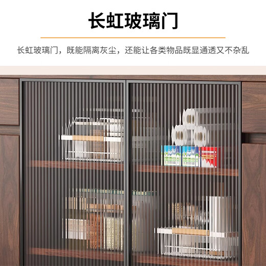 Yipinfan honest wood sideboard against the wall integrated tea cabinet side cabinet French retro multi-layer storage cabinet living room tea and wine cabinet All solid wood + upgraded thickened 16MM back panel Walnut color sideboard 80*40*89cm