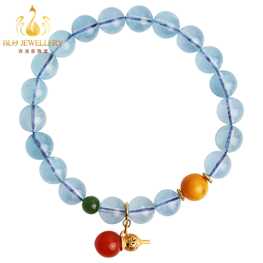 Bailuoqi Xie Xie ice-permeable aquamarine bracelet for women South red gourd pendant blue bracelet 520 gift with gourd 8cm