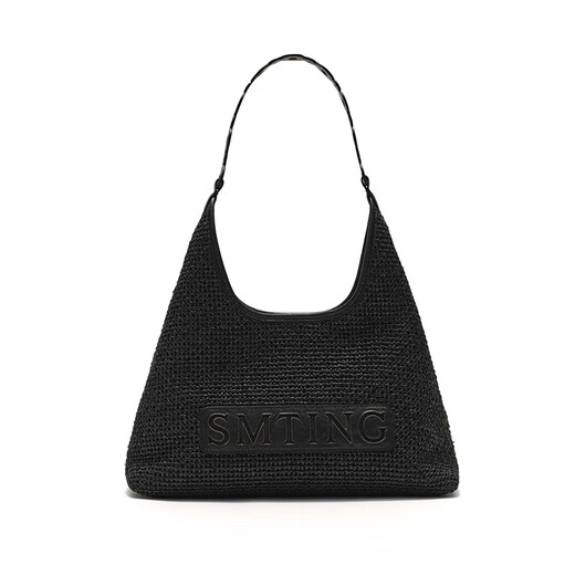 Ximuting rush 2025 new woven tote bag women's autumn hobo bag niche fashion single shoulder crossbody bag deep black