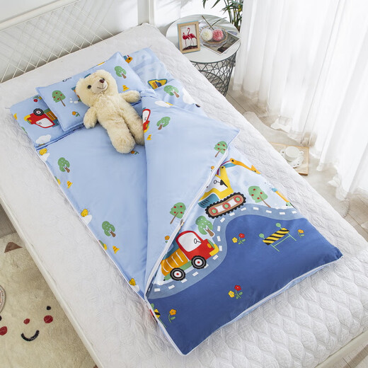 Children aged 0-12 years old student sleeping bag anti-kicking quilt autumn and winter plus velvet baby sleeping bag baby thickened winter universal four-season excavator soft and comfortable 80X150cm cotton mother-in-law liner
