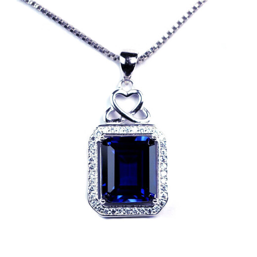 Yongsi rectangular tanzanite sapphire pendant necklace for women blue tanzanite pendant set with diamond silver jewelry rose gold (main stone 10X12mm) without chain