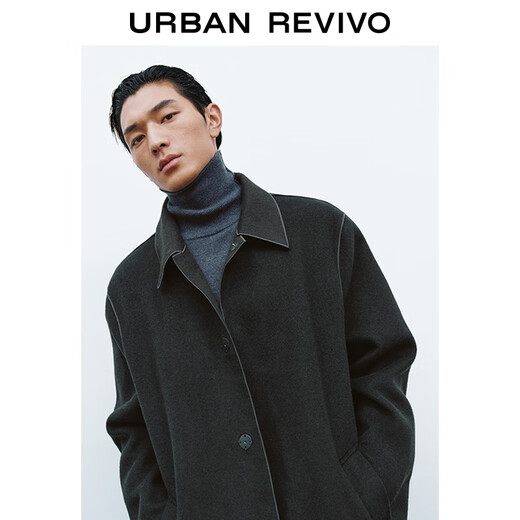 UR2025 new winter men's urban simple lapel pocket wool coat UMF150075 dark gray L