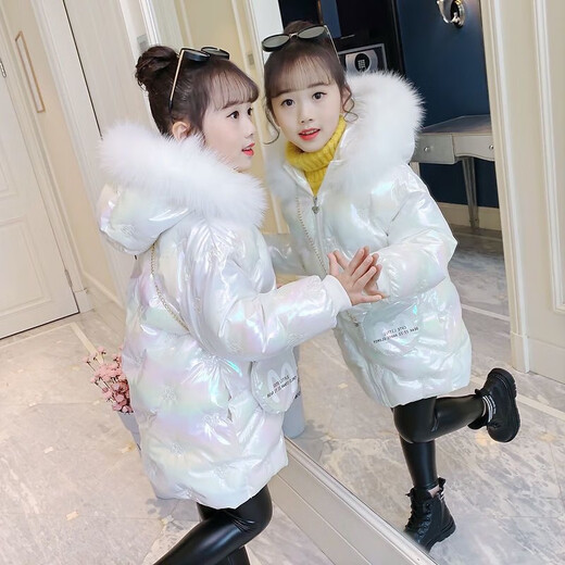 G.duck Girls Down Jacket 2025 New Winter Clothes Plus Velvet Thickened Winter Cotton Clothes Disposable Cotton Jackets Girls Korean Style Jackets Pink 150 cm Recommended Height 135-145cm