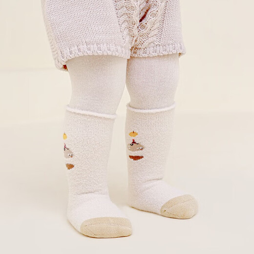 BIBK Newborn Baby Socks Winter Thickened and Velvet Warm Class A Non-Stretching Leg Socks for Boys and Girls Children Brown + White Yellow + Pink 3-5 Years Old
