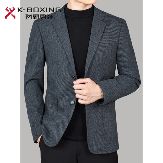 K-Boxing Men's Suit Jacket Business Suit-Sense Workplace Top Men's Casual Warm Wool Wool Single Suit Gray Twill 2862 M 170/88A