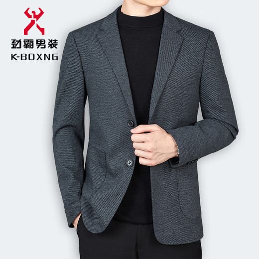 Jinba Wool Suit 2025 Autumn and Winter Men's Business Casual Middle-aged Versatile Wool Single Suit Jacket Blue Gray Stripes L 175/92A