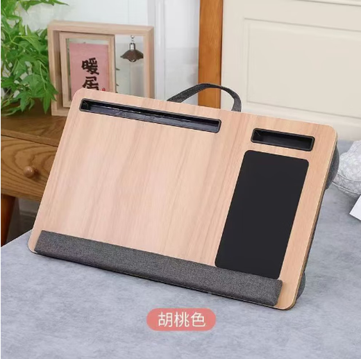 Studio, student dormitory, lazy table, bedroom bed, lap table, portable study desk, laptop table, lap table (walnut color), portable and easy to carry/lazy person’s savior/drama watching tool