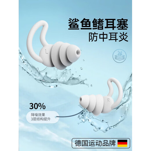 Germany-KMR/swimming earplugs waterproof adult and children bathing anti-ear water intrusion artifact special silicone earplugs + nose clip + swimming cap blue rope anti-lost earplug nose clip + white protector