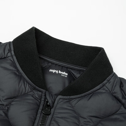 迷你巴拉（minibala）迷你巴拉巴拉【mini亲子】女童羽绒服冬季儿童防水防油棒球外套 黑色90001 90