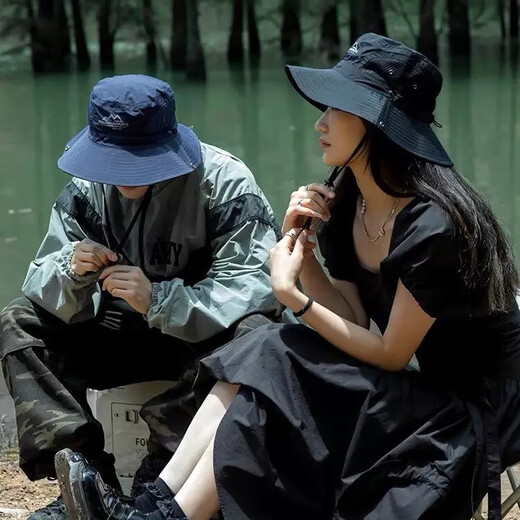 Lugeli mountaineering hat for men and women folding travel mountaineering outdoor sunshade breathable fishing outdoor hiking camping hat sun hat mountain peak black